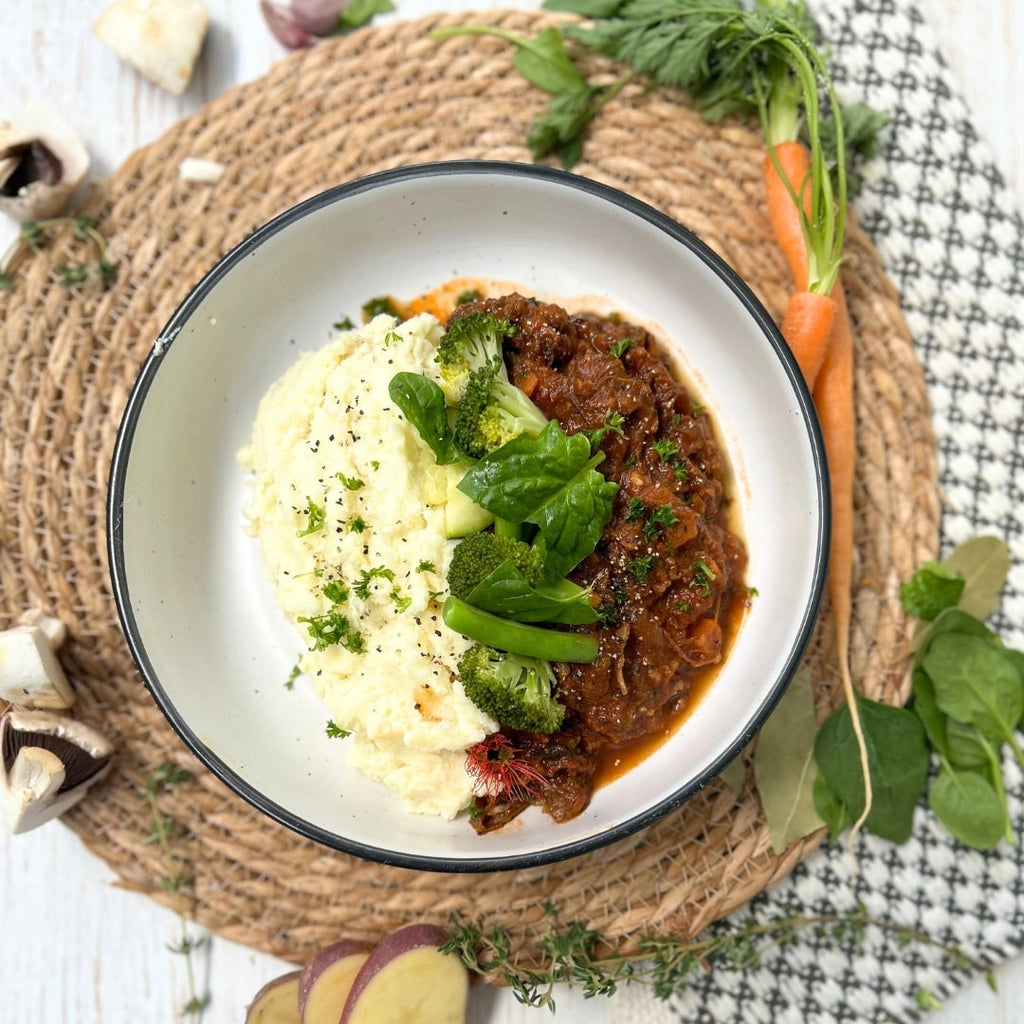 Lamb Ragu with Mash and Greens