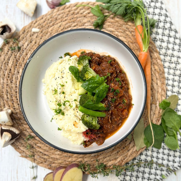 Lamb Ragu with Mash and Greens