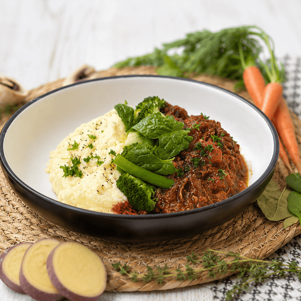 Beef Ragu with Mash and Greens
