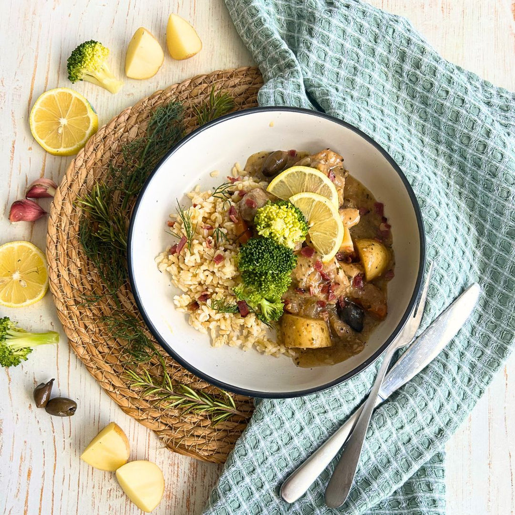 Greek Lemon and Olive Braised Chicken