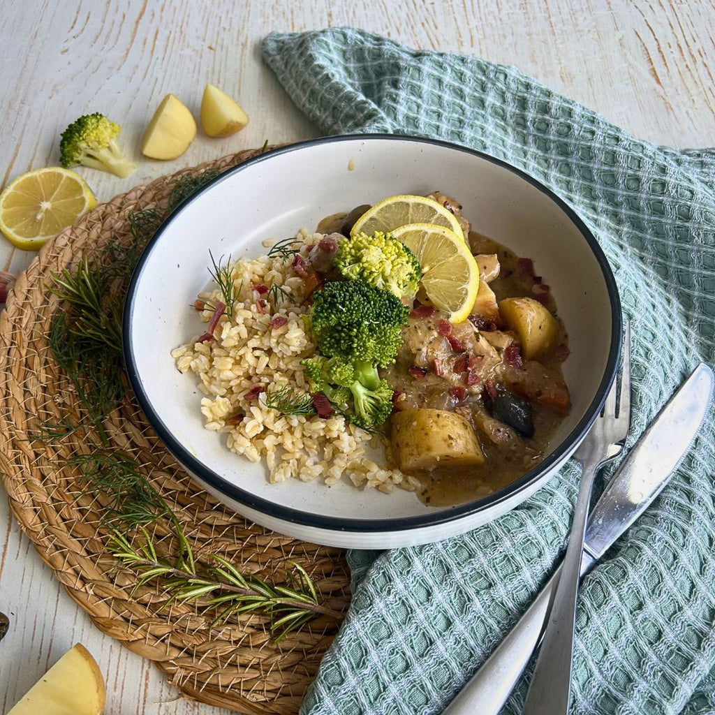 Greek Lemon and Olive Braised Chicken