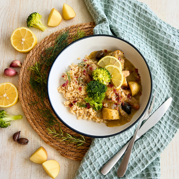 Greek Lemon and Olive Braised Chicken