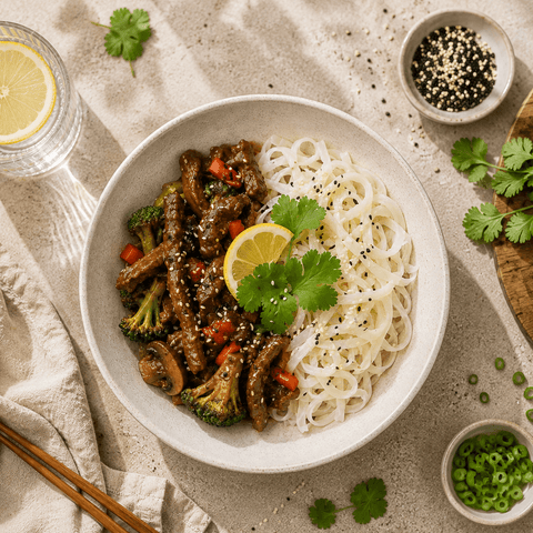 Cantonese Beef on Warm Noodles