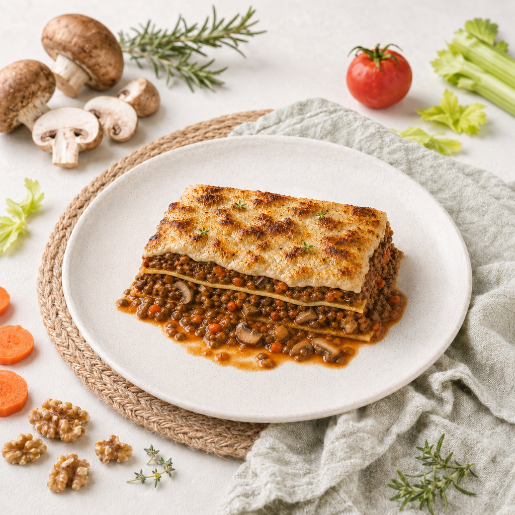 Smokey Mushroom, Lentil and Walnut Lasagne