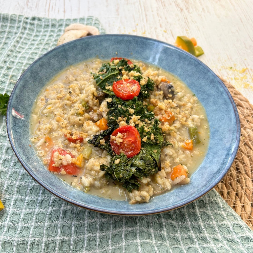 Creamy Vegetable Risotto with Walnut Crumble