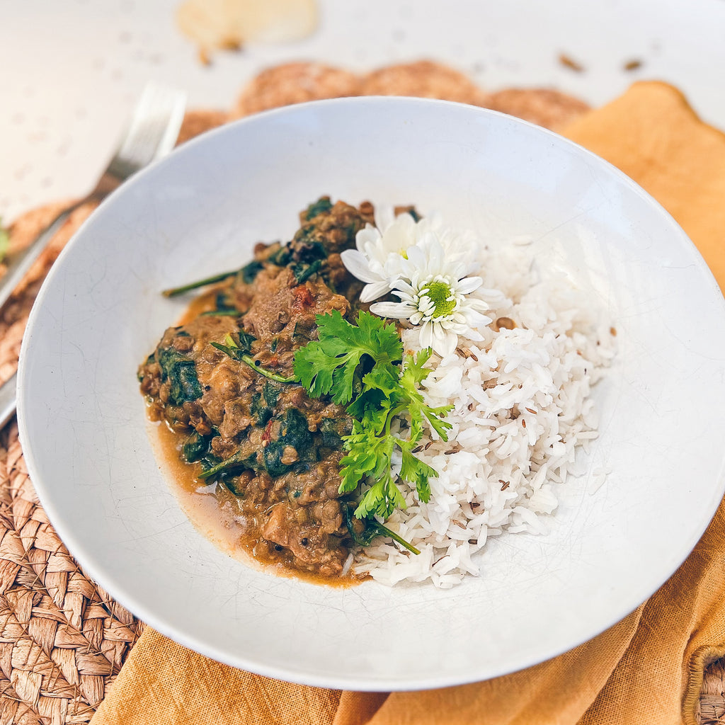 Lamb Rogan Josh on Rice Pilaf