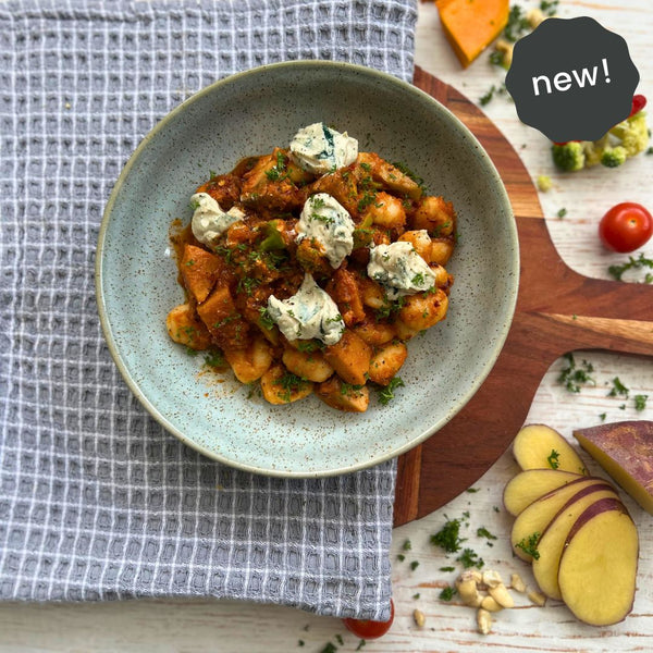 Gnocchi with Arabiatta Sauce and Vegan Blue Cheese
