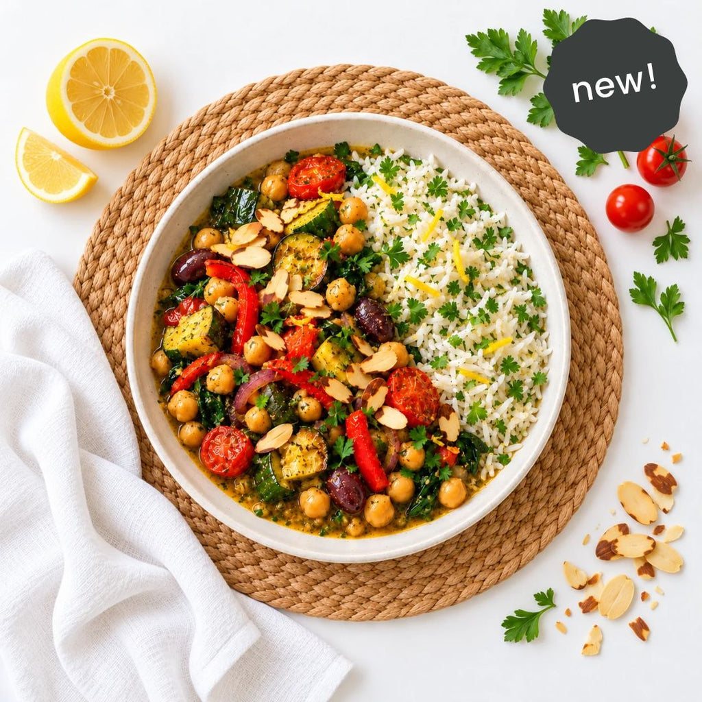 Greek Lemon Chickpeas & Herbed Rice