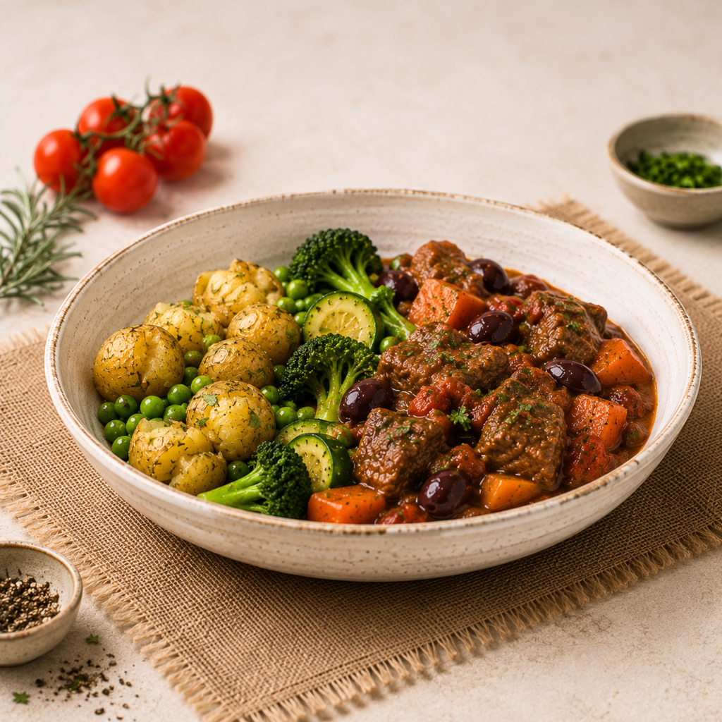 Italian Slow Cooked Beef with Olives and Basil