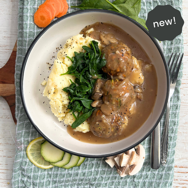 Salisbury Steak meatballs in Mushroom Gravy