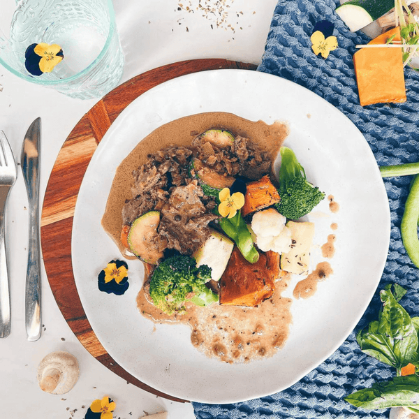 Peppered Steak with Rustic Veg