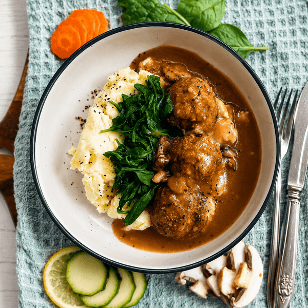 Salisbury Steak meatballs in Mushroom Gravy