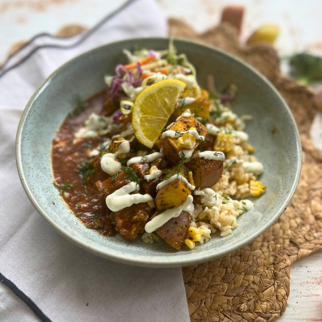 Southern Style Brisket, Smokey Potatoes, Ranch Sauce