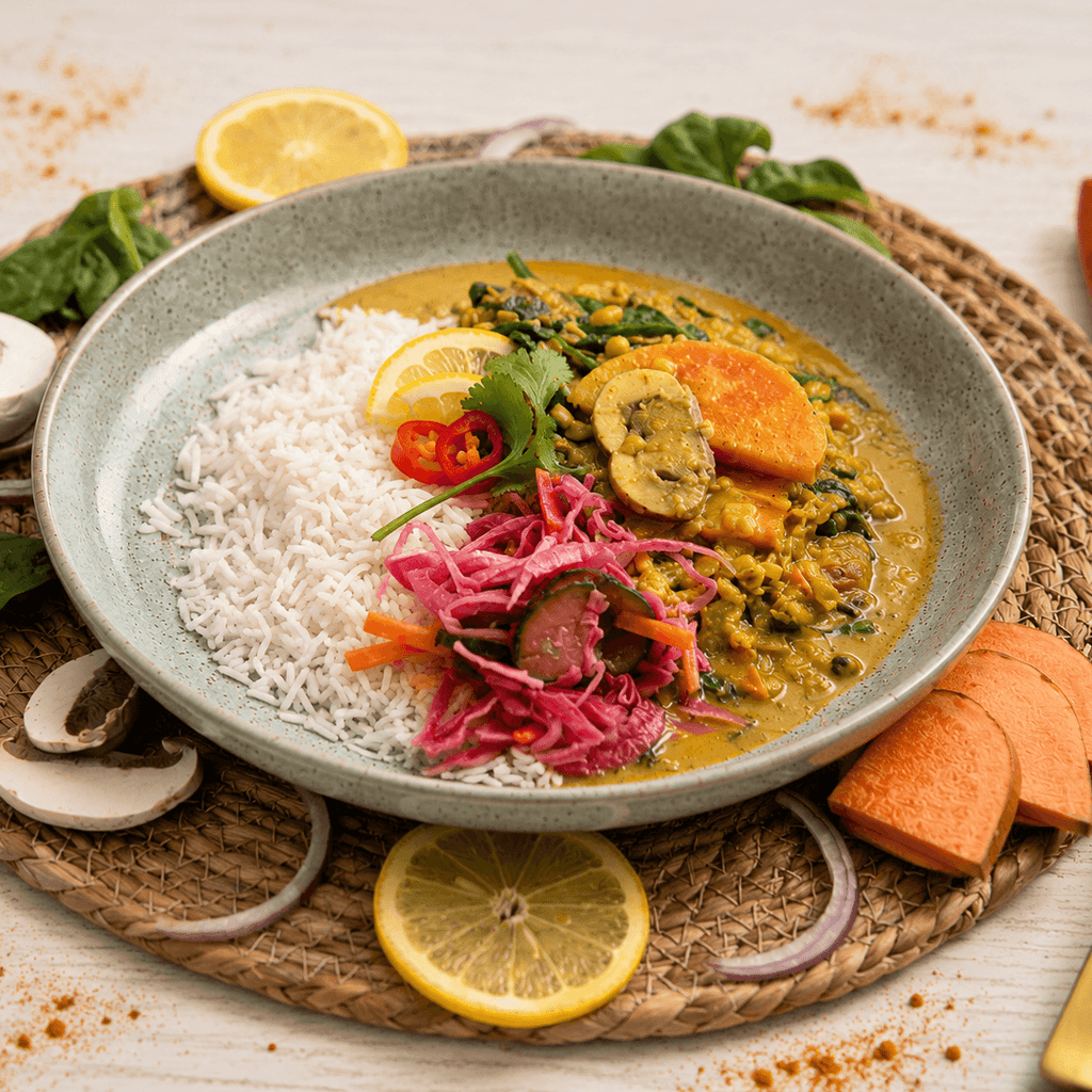 Spinach, Sweet Potato and Lentil Stew