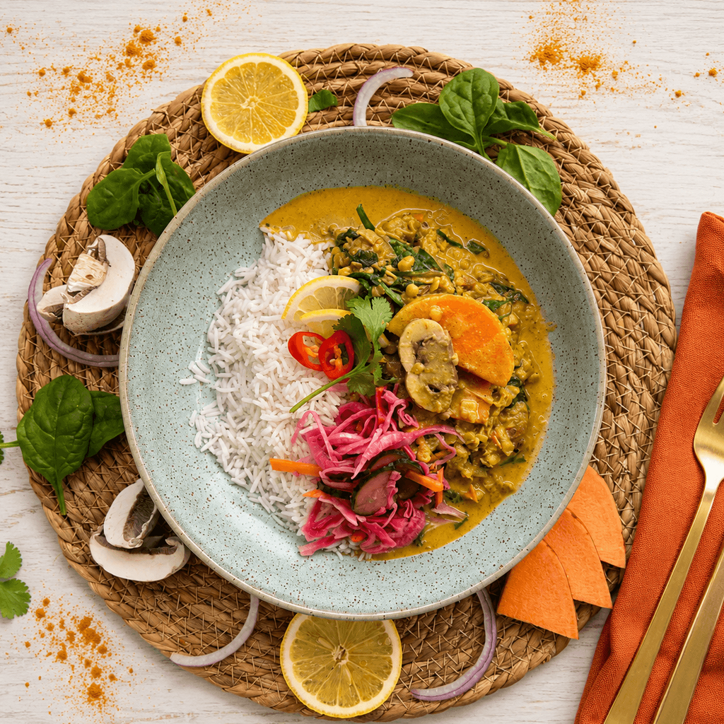 Spinach, Sweet Potato and Lentil Stew