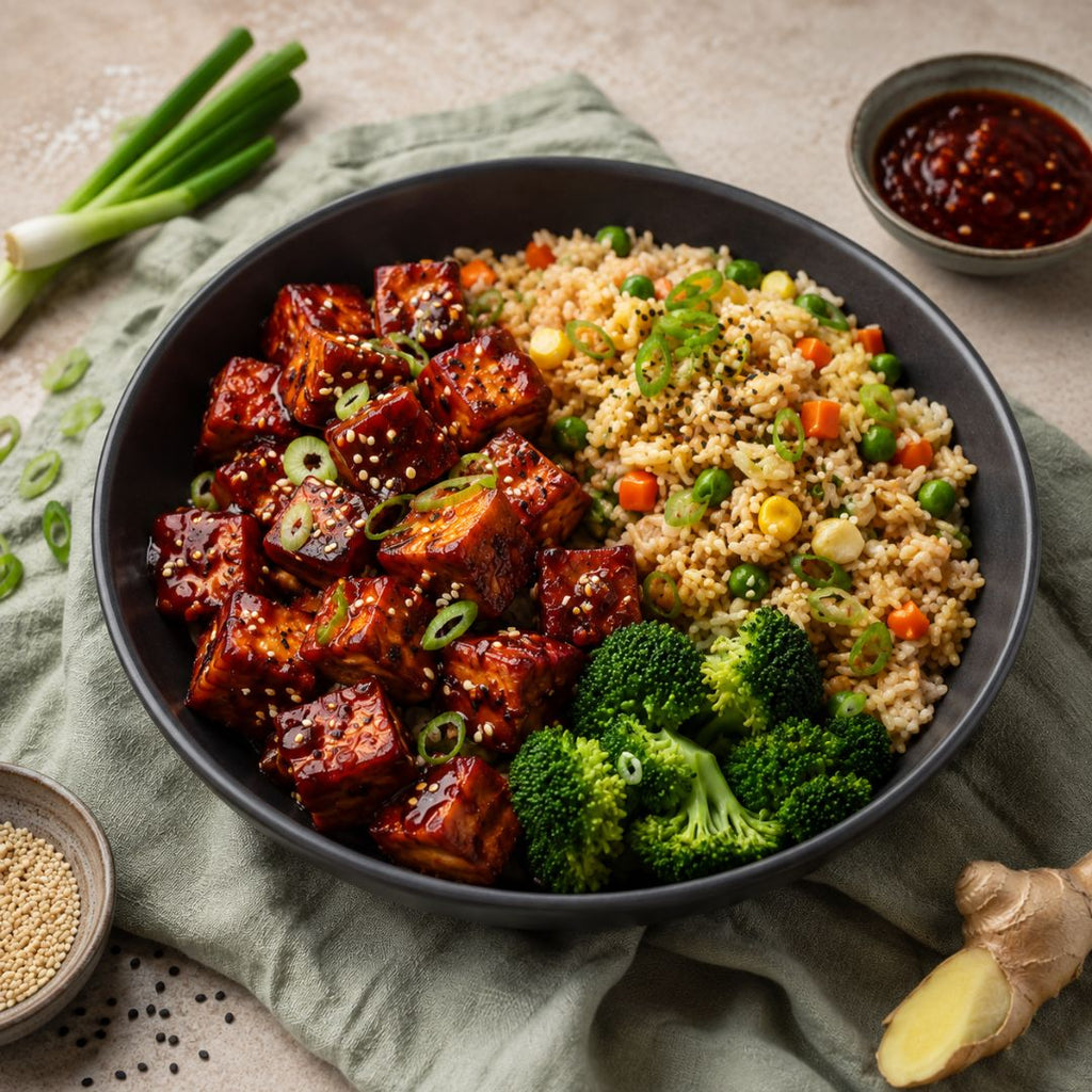 Sticky Korean Tofu and Sesame Fried Rice
