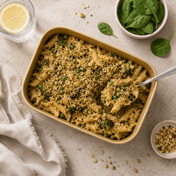 Vegan Mac n Cheese with Spinach and Mushroom