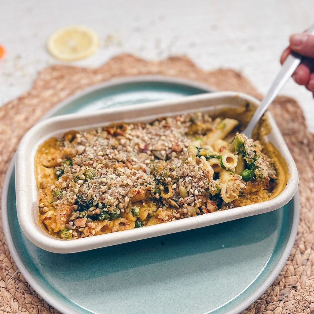 Vegan Mac n Cheese with Spinach and Mushroom