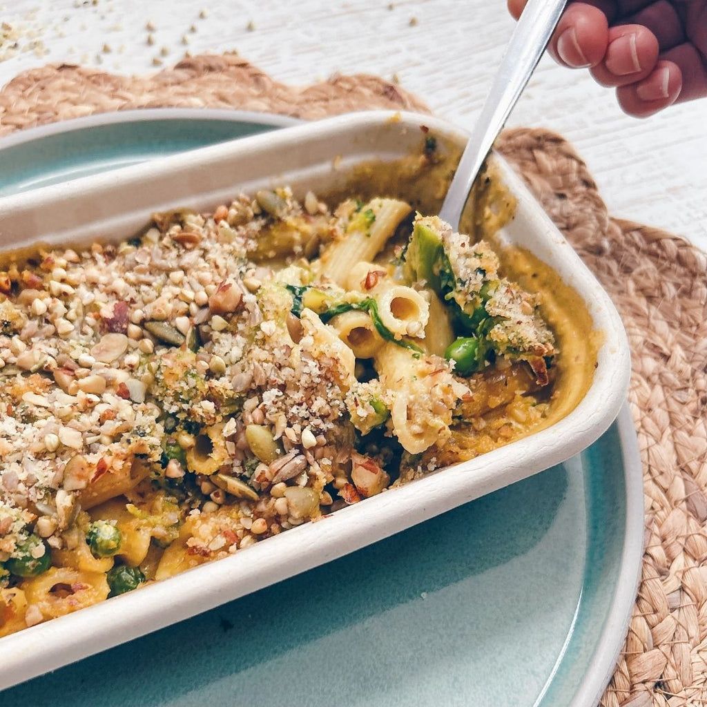 Vegan Mac n Cheese with Spinach and Mushroom