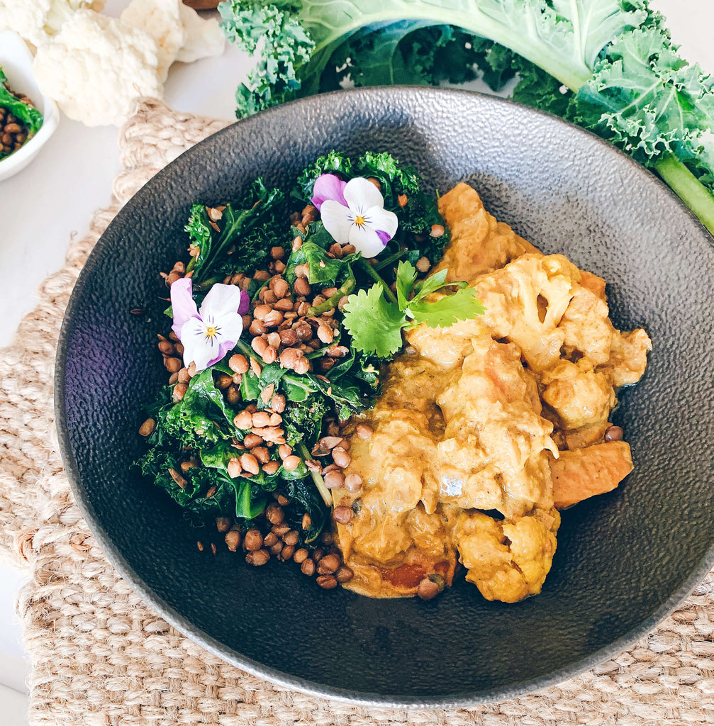 (Not) Butter Vegetables with Dahl Greens