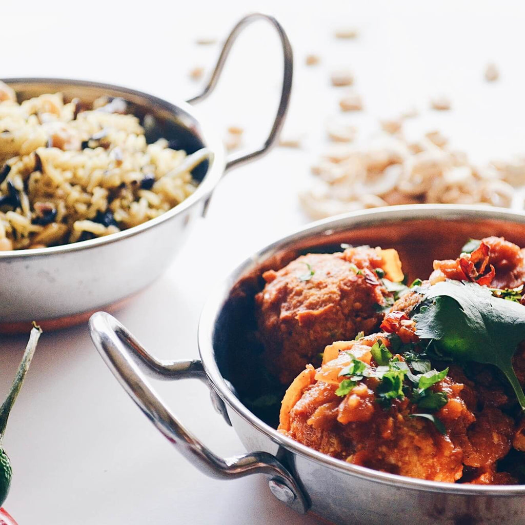 Cauliflower Kofta on Wild Rice Pilaf